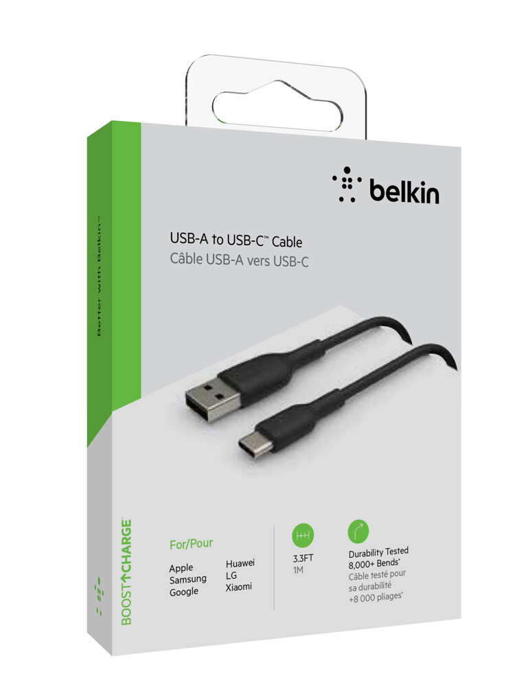CABLE BELKIN BOOSTCHARGE TIPO C A USB NEGRO 2m