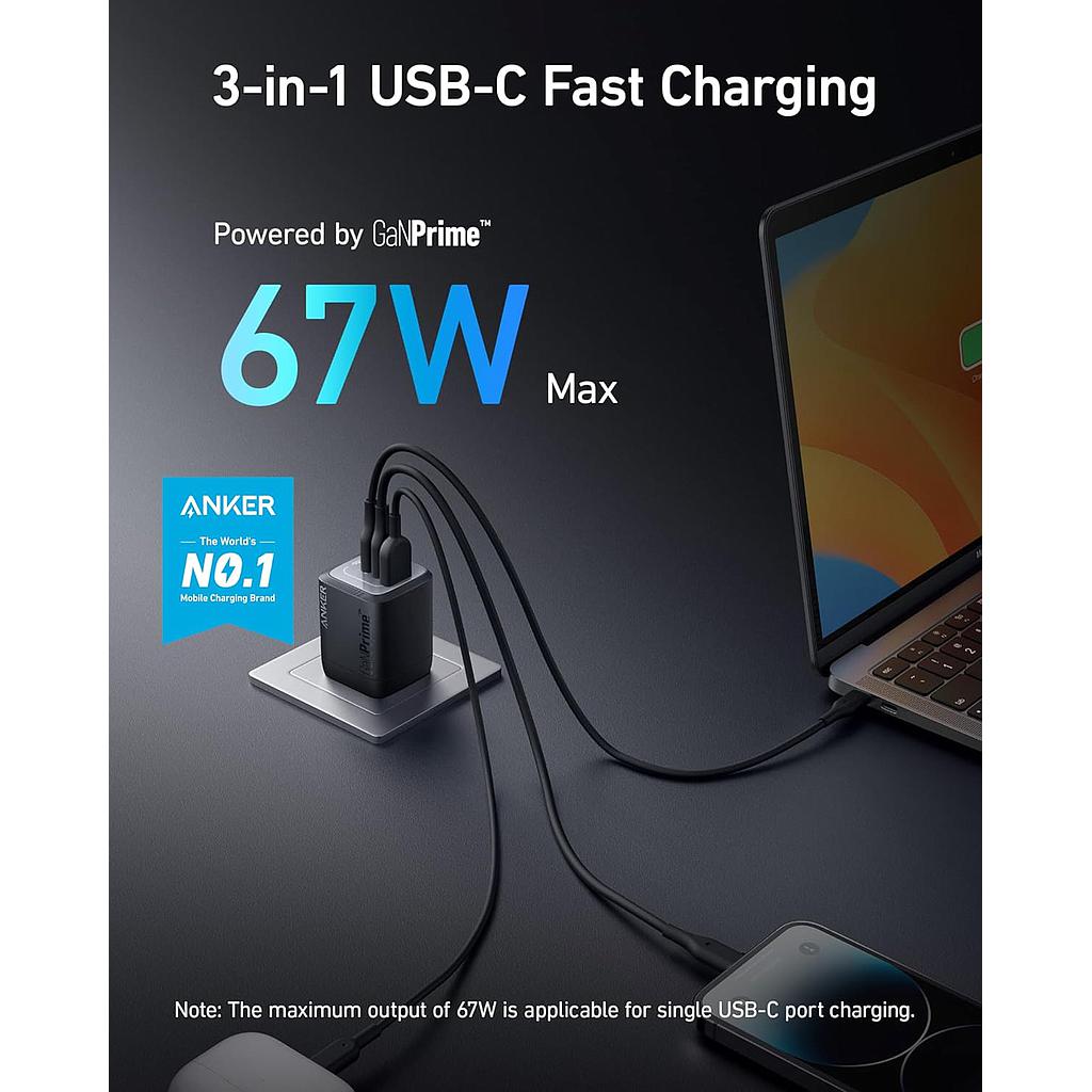 ANKER ADAPTADOR 67W GAN 